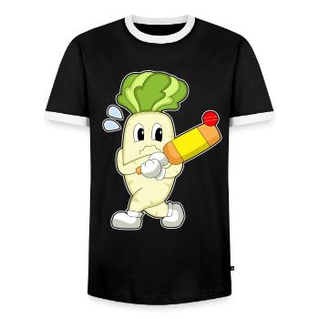 Radish Cricket Cricket Bats - Men's Ringer Shirt - black/white - Front - AI Model Female 172 light (172cm) & AI Model Male 178 light (178cm)