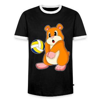 Hamster Volleyballspieler Volleyball - Männer Kontrast-T-Shirt - Schwarz/Weiß - Vorne - AI Model Female 172 light (172cm) & AI Model Male 178 light (178cm)