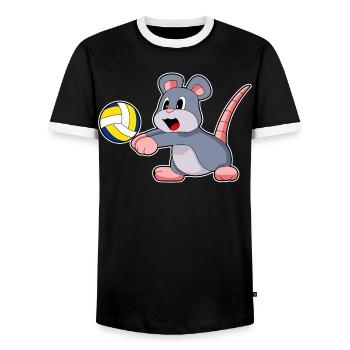 Maus Volleyballspieler Volleyball - Männer Kontrast-T-Shirt - Schwarz/Weiß - Vorne - AI Model Female 172 light (172cm) & AI Model Male 178 light (178cm)