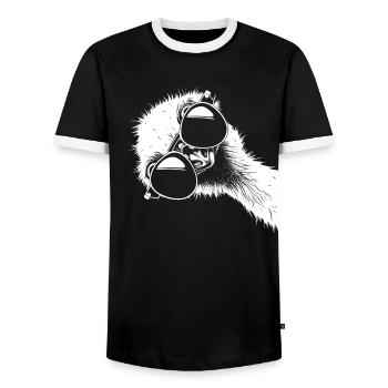 Funny Bird Bouquet avec lunettes de soleil Emu Gift - T-shirt contrasté Homme - noir/blanc - Devant - AI Model Female 172 light (172cm) & AI Model Male 178 light (178cm)