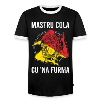 Sicile Trinacria Mastru Cola, cu 'na furma - T-shirt contrasté Homme - noir/blanc - Devant - AI Model Female 172 light (172cm) & AI Model Male 178 light (178cm)