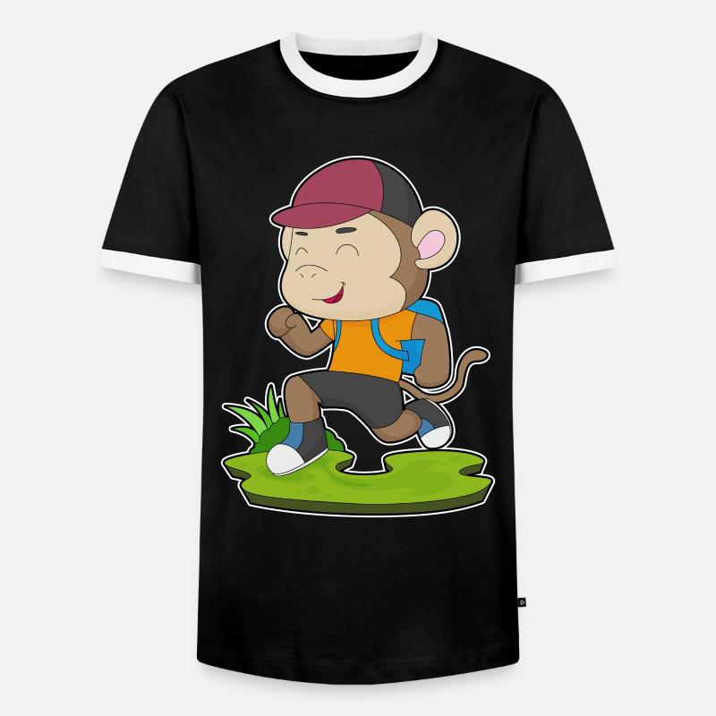 Affe Wanderer Rucksack - Männer Kontrast-T-Shirt - Schwarz/Weiß