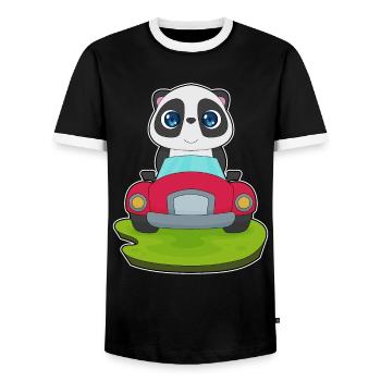 Panda Car - Men's Ringer Shirt - black/white - Front - AI Model Female 172 light (172cm) & AI Model Male 178 light (178cm)