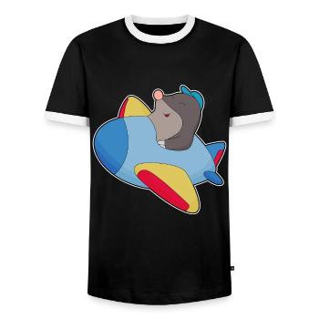 Avion Taupe - T-shirt contrasté Homme - noir/blanc - Devant - AI Model Female 172 light (172cm) & AI Model Male 178 light (178cm)