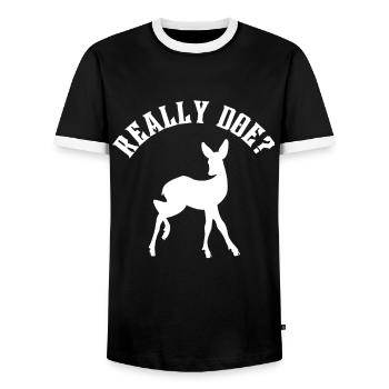 Lustiges Tier Hirsch Wortspiel Zitat - Männer Kontrast-T-Shirt - Schwarz/Weiß - Vorne - AI Model Female 172 light (172cm) & AI Model Male 178 light (178cm)