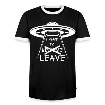 Aliens OVNI Citation amusante que je veux laisser - T-shirt contrasté Homme - noir/blanc - Devant - AI Model Female 172 light (172cm) & AI Model Male 178 light (178cm)