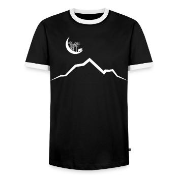 Bear Mountains Moon - Men's Ringer Shirt - black/white - Front - AI Model Female 172 light (172cm) & AI Model Male 178 light (178cm)