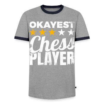 Okayest Chess Player - Men's Ringer Shirt - grey/navy  - Front - AI Model Female 172 light (172cm) & AI Model Male 178 light (178cm)