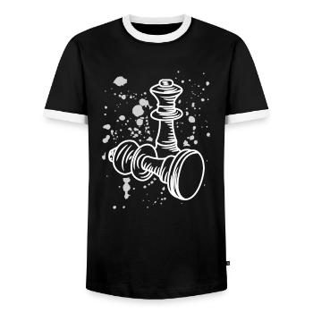Chess pieces drawing - Men's Ringer Shirt - black/white - Front - AI Model Female 172 light (172cm) & AI Model Male 178 light (178cm)