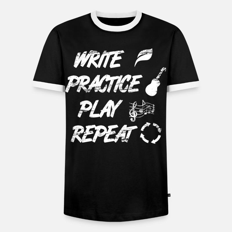 Write Practice Play Repeat - Männer Kontrast-T-Shirt - Schwarz/Weiß