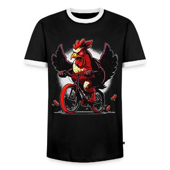 Poulet confortable à vélo - T-shirt contrasté Homme - noir/blanc - Devant - AI Model Female 172 light (172cm) & AI Model Male 178 light (178cm)