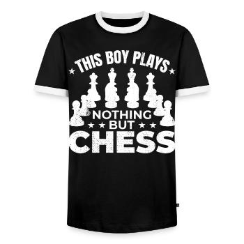 Chess boy - Men's Ringer Shirt - black/white - Front - AI Model Female 172 light (172cm) & AI Model Male 178 light (178cm)