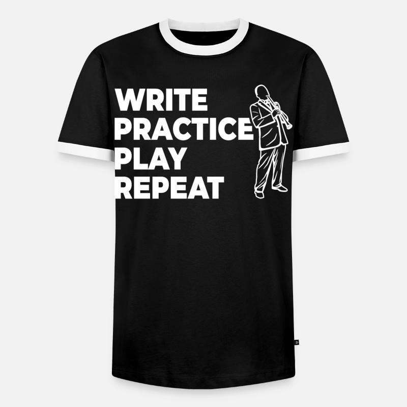 Writing, practicing, playing, repeating - Men's Ringer Shirt - black/white