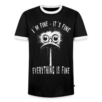 It's Fine I'm Fine Lustiger Vogel Gans Geschenk - Männer Kontrast-T-Shirt - Schwarz/Weiß - Vorne - AI Model Female 172 light (172cm) & AI Model Male 178 light (178cm)