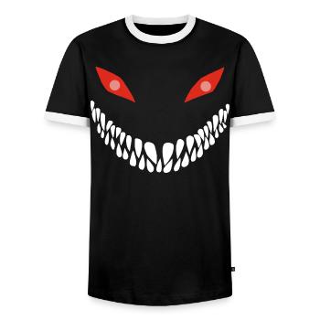 Carnivorous Smile - Men's Ringer Shirt - black/white - Front - AI Model Female 172 light (172cm) & AI Model Male 178 light (178cm)