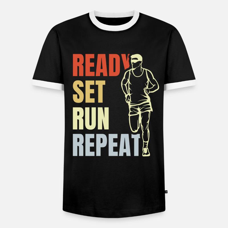 Ready Set Run Repeat - Männer Kontrast-T-Shirt - Schwarz/Weiß