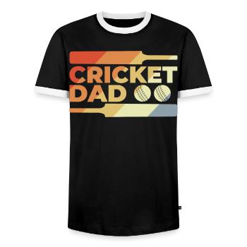 Funny Cricket Daddy - Men's Ringer Shirt - black/white - Front - AI Model Female 172 light (172cm) & AI Model Male 178 light (178cm)