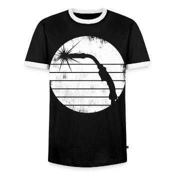 Croquis de baguette de soudage - T-shirt contrasté Homme - noir/blanc - Devant - AI Model Female 172 light (172cm) & AI Model Male 178 light (178cm)