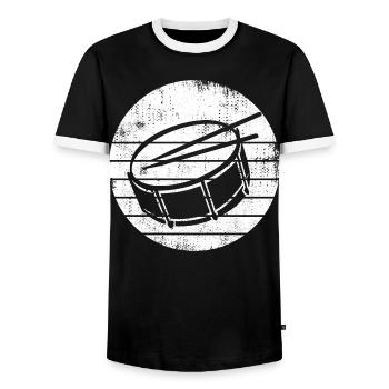 Snare Drum Zeichnung - Männer Kontrast-T-Shirt - Schwarz/Weiß - Vorne - AI Model Female 172 light (172cm) & AI Model Male 178 light (178cm)