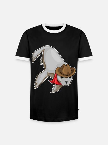 Chapeau de cowboy de phoque - T-shirt contrasté Homme - noir/blanc