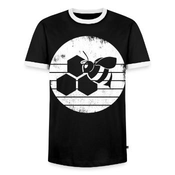 Honigbiene Skizze - Männer Kontrast-T-Shirt - Schwarz/Weiß - Vorne - AI Model Female 172 light (172cm) & AI Model Male 178 light (178cm)