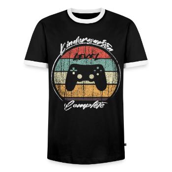 Kindergarten Level Complete Gamer - Männer Kontrast-T-Shirt - Schwarz/Weiß - Vorne - AI Model Female 172 light (172cm) & AI Model Male 178 light (178cm)