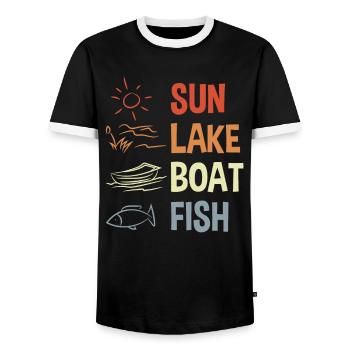 Fischer Spruch - Men's Ringer Shirt - black/white - Front - AI Model Female 172 light (172cm) & AI Model Male 178 light (178cm)