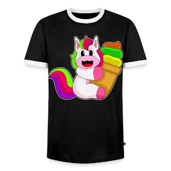 Einhorn Waffeleis - Männer Kontrast-T-Shirt - Schwarz/Weiß - Vorne - AI Model Female 172 light (172cm) & AI Model Male 178 light (178cm)