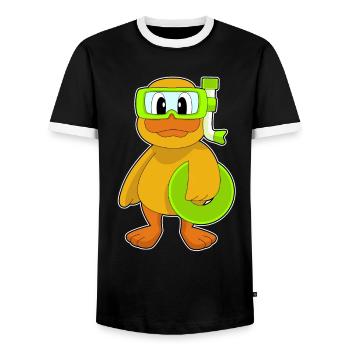 Duck Diver Snorkel Diving - Men's Ringer Shirt - black/white - Front - AI Model Female 172 light (172cm) & AI Model Male 178 light (178cm)