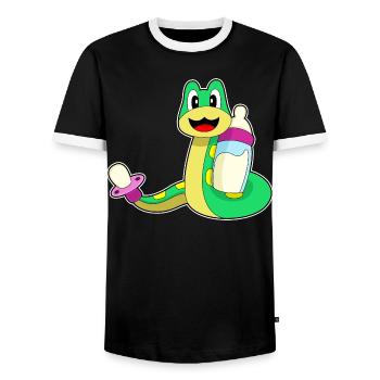 Lait pour biberon Snake - T-shirt contrasté Homme - noir/blanc - Devant - AI Model Female 172 light (172cm) & AI Model Male 178 light (178cm)