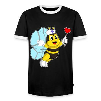 Biene Krankenschwester Herz - Männer Kontrast-T-Shirt - Schwarz/Weiß - Vorne - AI Model Female 172 light (172cm) & AI Model Male 178 light (178cm)