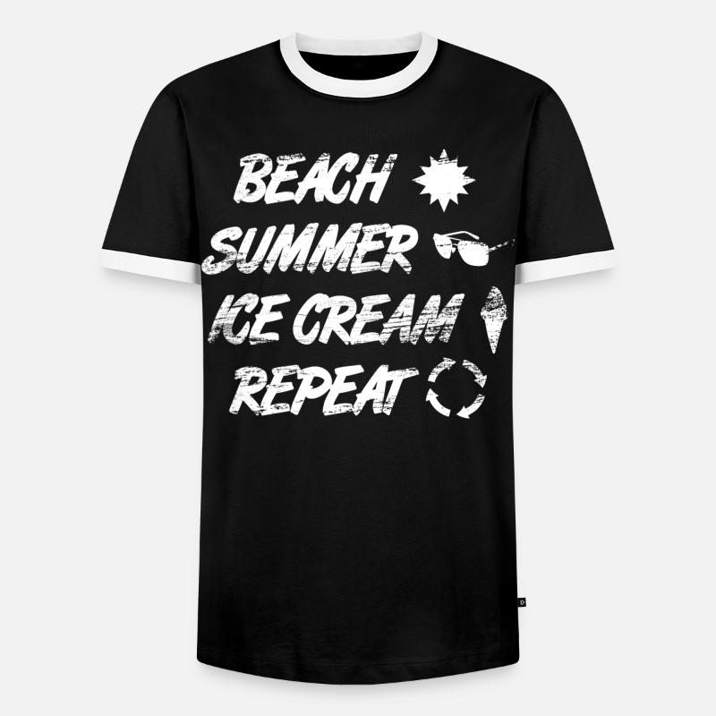 Strand Sommer Eiscreme Wiederholung - Männer Kontrast-T-Shirt - Schwarz/Weiß