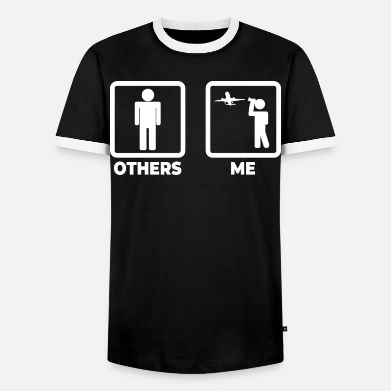 Planespotter Strichmännchen - Männer Kontrast-T-Shirt - Schwarz/Weiß