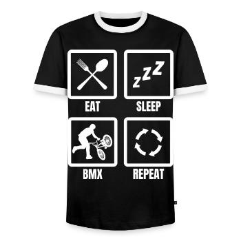 Eat Sleep BMX Repeat - Männer Kontrast-T-Shirt - Schwarz/Weiß - Vorne - AI Model Female 172 light (172cm) & AI Model Male 178 light (178cm)