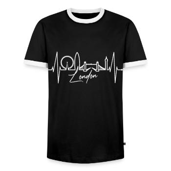 London Heartbeat Skyline Angleterre Heart Union Jack - T-shirt contrasté Homme - noir/blanc - Devant - AI Model Female 172 light (172cm) & AI Model Male 178 light (178cm)