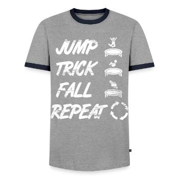 Slogan du trampoline - T-shirt contrasté Homme - gris/marine  - Devant - AI Model Female 172 light (172cm) & AI Model Male 178 light (178cm)