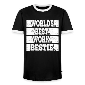 Worlds best work beast emotional support - Men's Ringer Shirt - black/white - Front - AI Model Female 172 light (172cm) & AI Model Male 178 light (178cm)