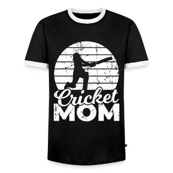 Kricket Mama - Männer Kontrast-T-Shirt - Schwarz/Weiß - Vorne - AI Model Female 172 light (172cm) & AI Model Male 178 light (178cm)