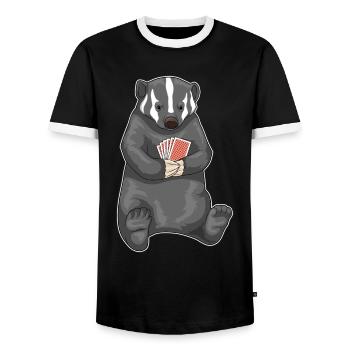 Dachs Poker Pokerkarten - Männer Kontrast-T-Shirt - Schwarz/Weiß - Vorne - AI Model Female 172 light (172cm) & AI Model Male 178 light (178cm)
