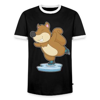 Écureuils patinage sur glace patins à glace - T-shirt contrasté Homme - noir/blanc - Devant - AI Model Female 172 light (172cm) & AI Model Male 178 light (178cm)