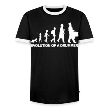Évolution du batteur - T-shirt contrasté Homme - noir/blanc - Devant - AI Model Female 172 light (172cm) & AI Model Male 178 light (178cm)