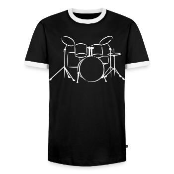 Schlagzeug - Männer Kontrast-T-Shirt - Schwarz/Weiß - Vorne - AI Model Female 172 light (172cm) & AI Model Male 178 light (178cm)