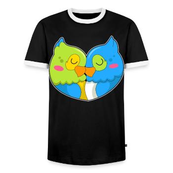 Amour de perroquet - T-shirt contrasté Homme - noir/blanc - Devant - AI Model Female 172 light (172cm) & AI Model Male 178 light (178cm)