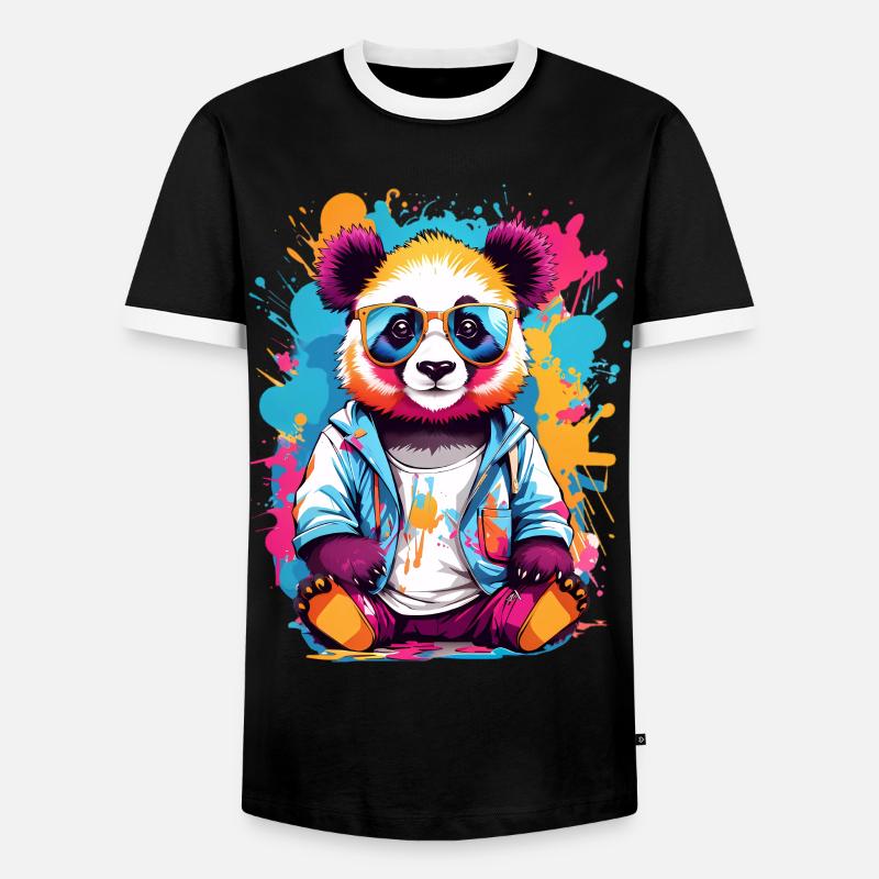 Panda Bear - Men's Ringer Shirt - black/white