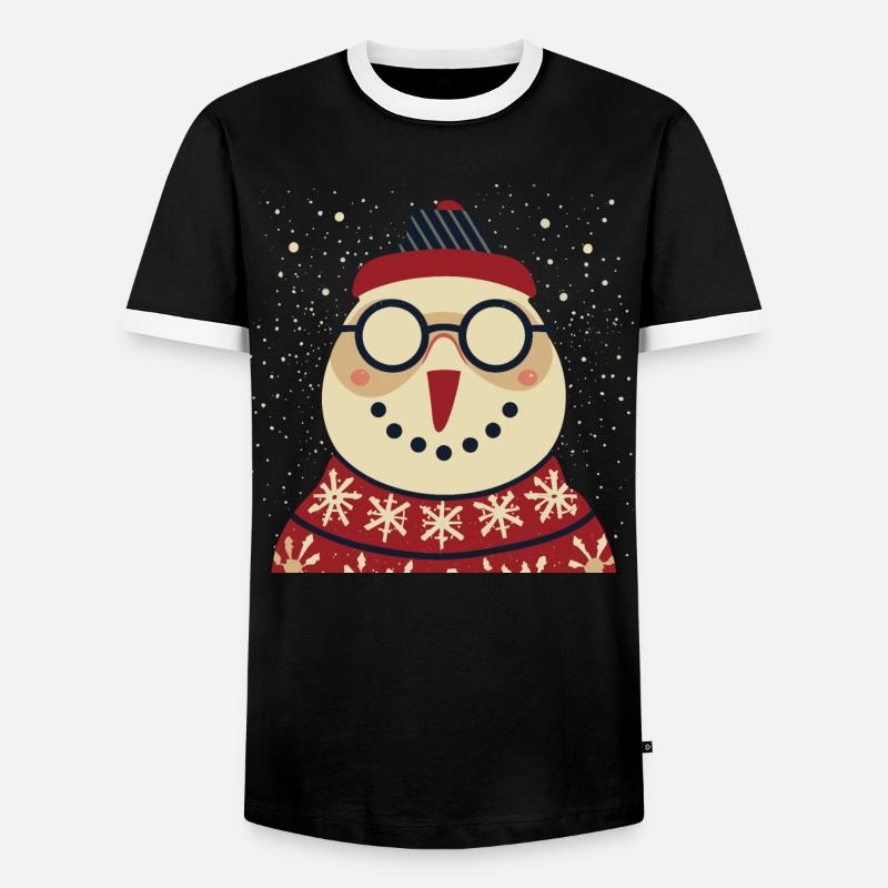 Winter Eulenpullover mit Brille - Männer Kontrast-T-Shirt - Schwarz/Weiß