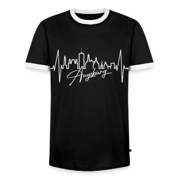 Augsburg Skyline Heartbeat Fan J’aime Augsburger - T-shirt contrasté Homme - noir/blanc - Devant - AI Model Female 172 light (172cm) & AI Model Male 178 light (178cm)