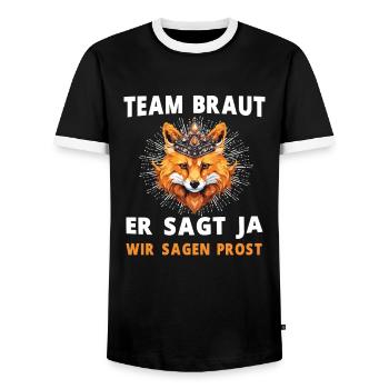 Hochzeit Junggesellenabschied Fuchs Bräutigam - Männer Kontrast-T-Shirt - Schwarz/Weiß - Vorne - AI Model Female 172 light (172cm) & AI Model Male 178 light (178cm)
