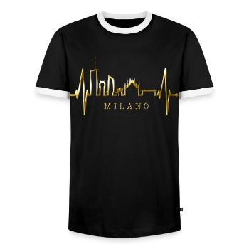 Mailand Skyline Italien Herzschlag Fan Love Milano - Männer Kontrast-T-Shirt - Schwarz/Weiß - Vorne - AI Model Female 172 light (172cm) & AI Model Male 178 light (178cm)