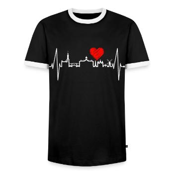 Amsterdam Skyline Niederlande Herzschlag Holland - Männer Kontrast-T-Shirt - Schwarz/Weiß - Vorne - AI Model Female 172 light (172cm) & AI Model Male 178 light (178cm)
