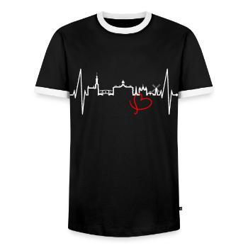 Amsterdam Skyline Niederlande Herzschlag Holland - Männer Kontrast-T-Shirt - Schwarz/Weiß - Vorne - AI Model Female 172 light (172cm) & AI Model Male 178 light (178cm)